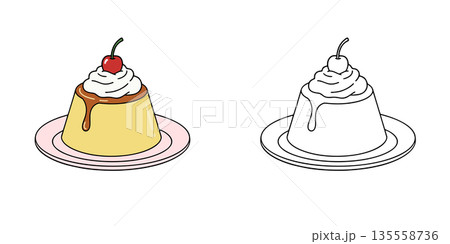 シンプルなプリンのアイコンイラスト 135558736