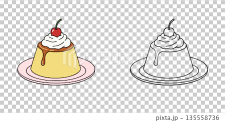 簡單的布丁圖示插圖 簡單的布丁圖示插圖 135558736