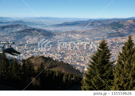 Panoramic Cityscape from Mountain Viewpoint Panoramic Cityscape from Mountain Viewpoint 135559626