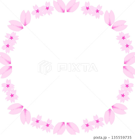 桜のフレーム（花びら中心の丸い枠） 135559735