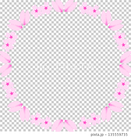 桜のフレーム（花びら中心の丸い枠） 135559735