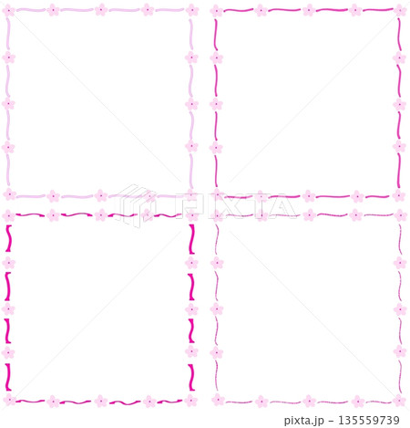 桜のフレーム（シンプルな花の四角い枠） 135559739