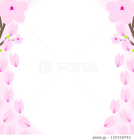 桜のフレーム(花びらが上から落ちる左右の枠) 桜のフレーム(花びらが上から落ちる左右の枠) 135559743