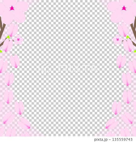 桜のフレーム(花びらが上から落ちる左右の枠) 桜のフレーム(花びらが上から落ちる左右の枠) 135559743