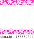桜のフレーム（花と花びらの上下の枠） 135559744