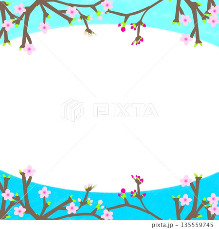 桜のフレーム（空に映える桜の枠） 135559745