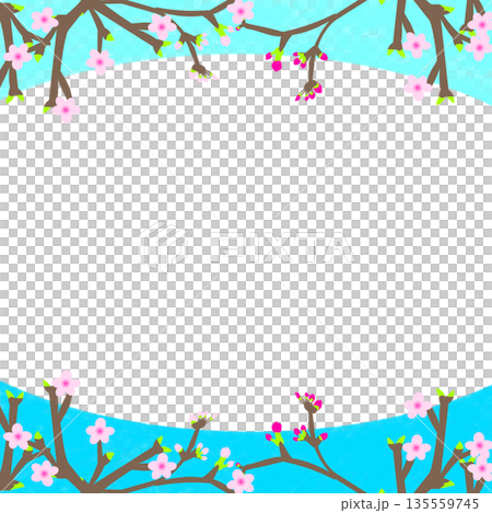 桜のフレーム（空に映える桜の枠） 135559745