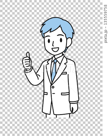 Illustration material of a male medical professional in a white coat making a good pose 135559758
