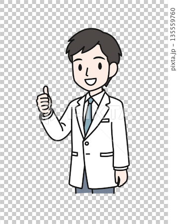 Illustration material of a male medical professional in a white coat making a good pose 135559760