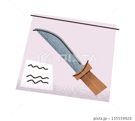 Knife in legal evidence bag 135559928