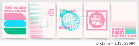 Pastel abstract typography poster templates with geometric shapes, gradient stripes, wireframe spiral, minimal modern Swiss Y2K design. Retro Wave Poster Set. Pastel abstract typography poster templates with geometric shapes, gradient stripes, wireframe spiral, minimal modern Swiss Y2K design. Retro Wave Poster Set. 135559994