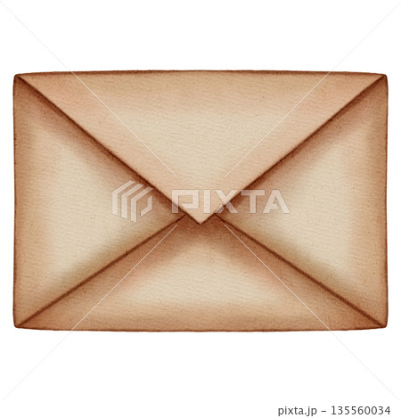 Hand-drawn watercolor illustration of a paper envelope. Perfect for mail, love letters, wedding invitations, and romantic stationery designs. Vintage craft envelope Hand-drawn watercolor illustration of a paper envelope. Perfect for mail, love letters, wedding invitations, and romantic stationery designs. Vintage craft envelope 135560034