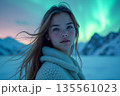 beautiful young woman in winter clothes 135561023