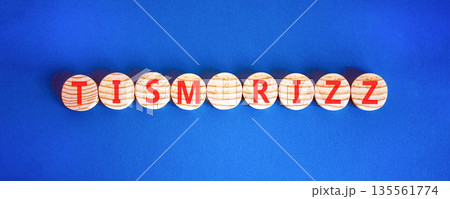 Tism rizz symbol. Concept word Tism rizz on beautiful wooden circles. Beautiful blue background. Business education support tism rizz concept. Copy space. Tism rizz symbol. Concept word Tism rizz on beautiful wooden circles. Beautiful blue background. Business education support tism rizz concept. Copy space. 135561774