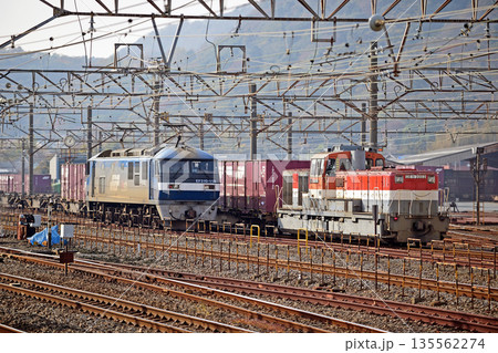 東海道本線 相模貨物 JR貨物 DE11-2003(新鶴見) EF210-115(吹田) 東海道本線 相模貨物 JR貨物 DE11-2003(新鶴見) EF210-115(吹田) 135562274