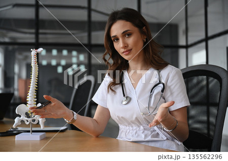 Copy space, showing objects. Woman doctor is in the office Copy space, showing objects. Woman doctor is in the office 135562296