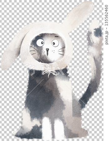 Cute cat wearing a bunny hat illustration Cute cat wearing a bunny hat illustration 135562460