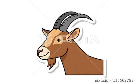 Brown Goat Head Profile Farm Animal Sticker 135562785