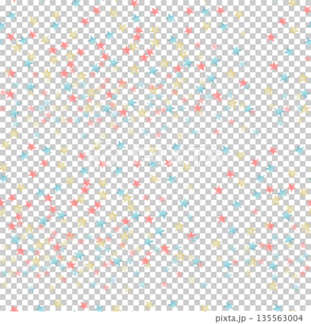 Seamless pattern with colorful red, blue and yellow stars confetti painted in watercolor on white isolated background. Transparent realistic for sticker, card, fabric, tags, textile printing Seamless pattern with colorful red, blue and yellow stars confetti painted in watercolor on white isolated background. Transparent realistic for sticker, card, fabric, tags, textile printing 135563004
