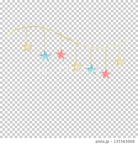 Watercolor Garlands with stars in soft tones. Drawing pennants for baby showers, greeting cards or children's party invitations. Decoration of kindergartens and holiday decorations, wedding, new year Watercolor Garlands with stars in soft tones. Drawing pennants for baby showers, greeting cards or children's party invitations. Decoration of kindergartens and holiday decorations, wedding, new year 135563008
