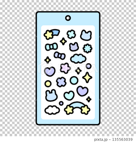 Cute sticker set illustration Blue Cute sticker set illustration Blue 135563039
