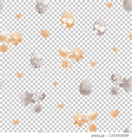 Easter eggs and flowers seamless pattern. Hand drawn easter pattern Easter eggs and flowers seamless pattern. Hand drawn easter pattern 135563099