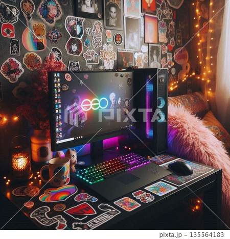 エモいPC!男女オタクやクリエイターのデスク机部屋 エモいPC!男女オタクやクリエイターのデスク机部屋 135564183