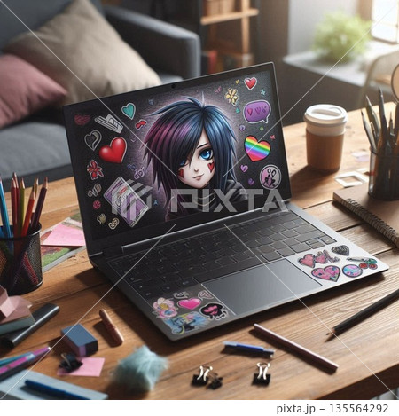 エモいPC！男女オタクやクリエイター＆ゲーマーのデスク机部屋 135564292
