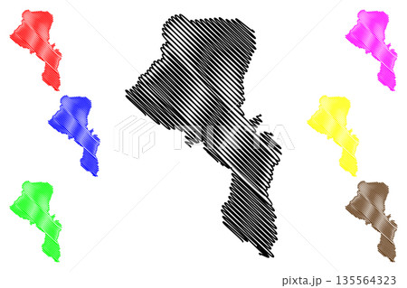 Conthey District (Switzerland, Swiss Confederation, Canton of Valais or Wallis) map vector illustration, scribble sketch Bezirk Conthey map 135564323
