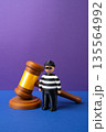The criminal and the judge's gavel. The court sides with the criminal. Injustice and judicial mishaps. Wrong verdict concept, system failure, public outrage and erosion of trust in courts. 135564992