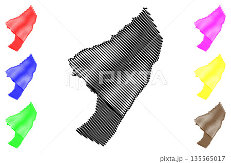 La Chaux-de-Fonds District (Switzerland, Swiss Confederation, Canton of Neuchatel or Neuchatel) map vector illustration, scribble sketch Bezirk La Chaux de Fonds map 135565017