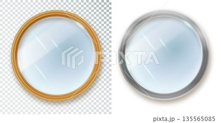 Set of different shape mirrors isolated. Mirror frame, mirrors template. Reflective glass surfaces isolated. Realistic design for indoor furniture 135565085