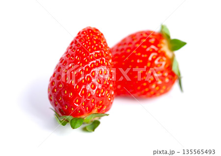 Ripe strawberries isolated on a white background, fruit Ripe strawberries isolated on a white background, fruit 135565493