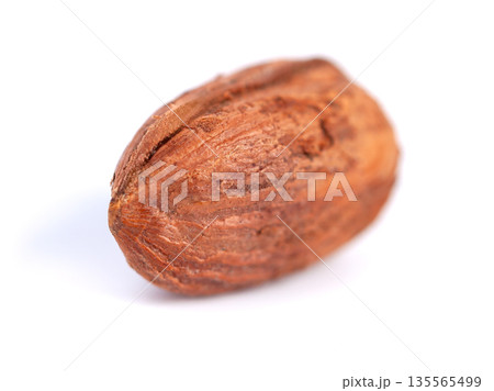 Hazelnut kernels on a white background, healthy food. Macro 135565499