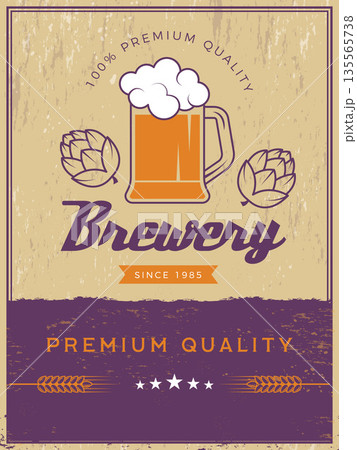 Brewery poster. retro placard of beer alcoholic drink. vector template Brewery poster. retro placard of beer alcoholic drink. vector template 135565738