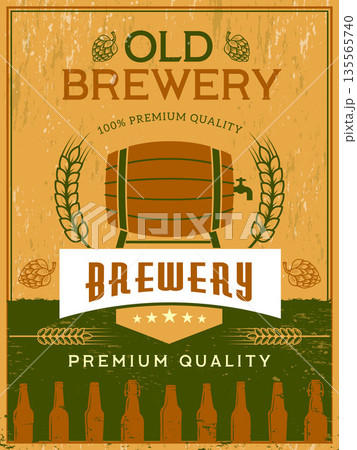 Brewery poster. placard for beer production. template with place for text Brewery poster. placard for beer production. template with place for text 135565740