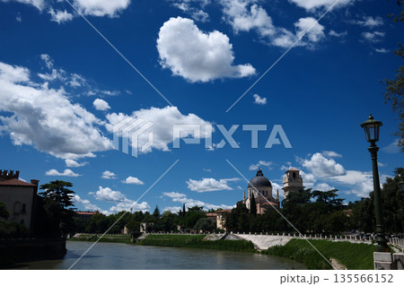 Verona cityscape with historic rooftops and medieval architecture 135566152