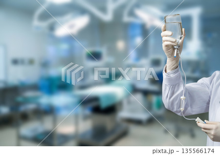 IV infusion in sterile room. 135566174