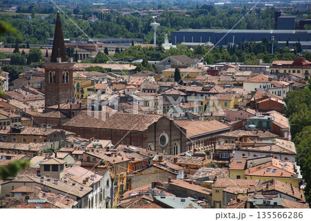 Travel photography of Verona with churches, towers and river 135566286