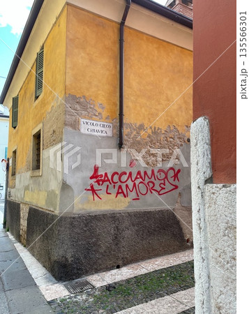 Travel photography of Verona with churches, towers and river 135566301