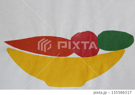 childish odd job of multicolored fruits in vase 135566317