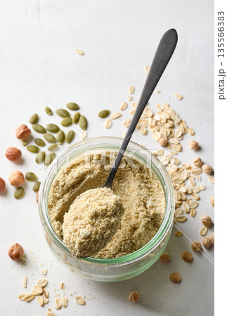 healthy plant based protein powder for vegan meal healthy plant based protein powder for vegan meal 135566383