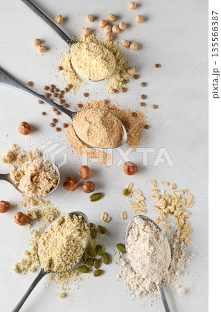 healthy plant based protein powder for vegan meal 135566387