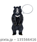 吹き出し付きのツキノワグマのイラスト　横向きメッセージスペース　説明・注意表示向け 135566416