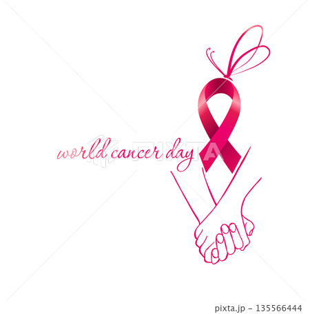World Cancer Day concept. abstract vector illustration design. Hand drawn. Not AI, World Cancer Day concept. abstract vector illustration design. Hand drawn. Not AI, 135566444