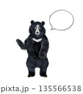 吹き出し横で使いやすいツキノワグマの反転イラスト　絵本風のやさしい動物素材 135566538