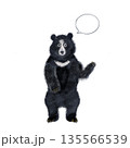 ツキノワグマ,熊,くま,クマ,野生動物,動物,イラスト,手描き,水彩風,やさしい,かわいい,絵本風, 135566539