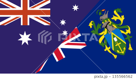 Flags of Australia and Pitcairn Islands.Two Flag Australian and Pitcairn Islands Flags of Australia and Pitcairn Islands.Two Flag Australian and Pitcairn Islands 135566562