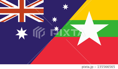 Flags of Australia and Myanmar. Two Flag Together 135566565