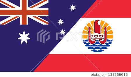 Flag of Australia and French Polynesia. Two Flag Together. Diplomatic relations 135566616